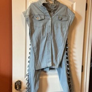 Ashley Stewart Light Blue Straight Leg Jeans with Side Lace-Up